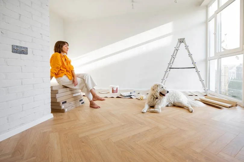 Now that the flooring is installed you can let the pooch back in the room.